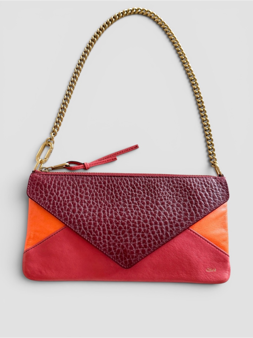 Chloe Multicolor Leather Envelope Flap Chain Clutch